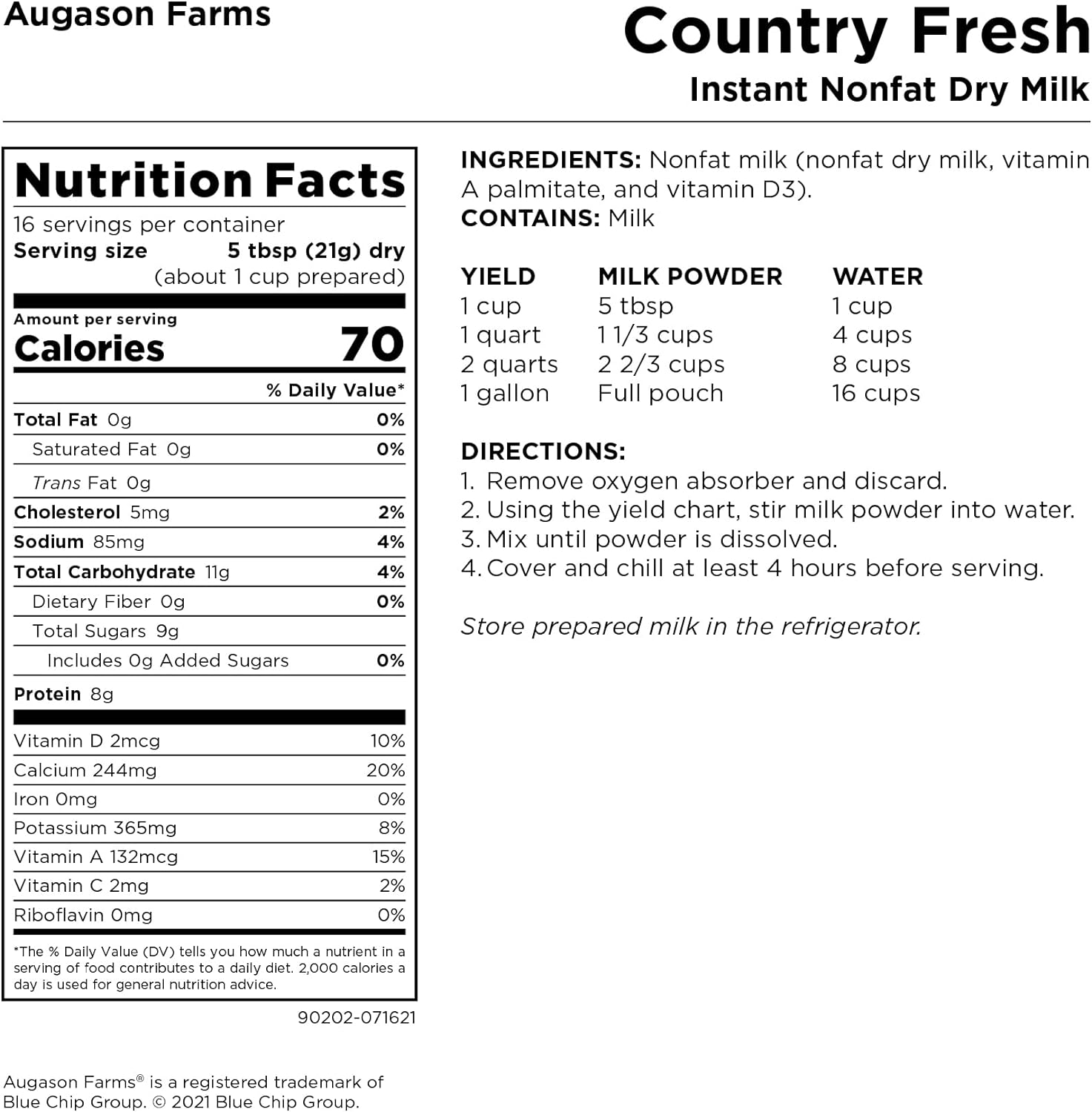 Augason Farms Country Fresh? 100% Real Instant Nonfat Dry Milk Powder Resealable Pouch 11.8 oz. - Image 3